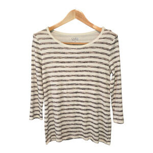 Croft & Barrow Top Womens Size Medium Multicolor Stripe 100% Cotton Classic